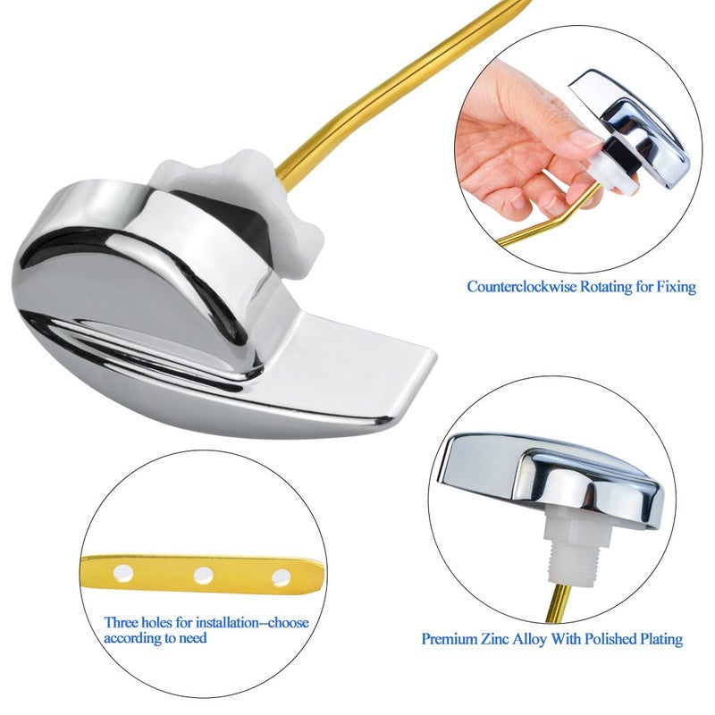 Jmkcoz Angle Fitting Side Mount Toilet Flush Lever Handle for TOTO Toilet Tank Universal Fit for Most Toilet, Toilet Repair Handle with Nut, Copper Lever - Image 3
